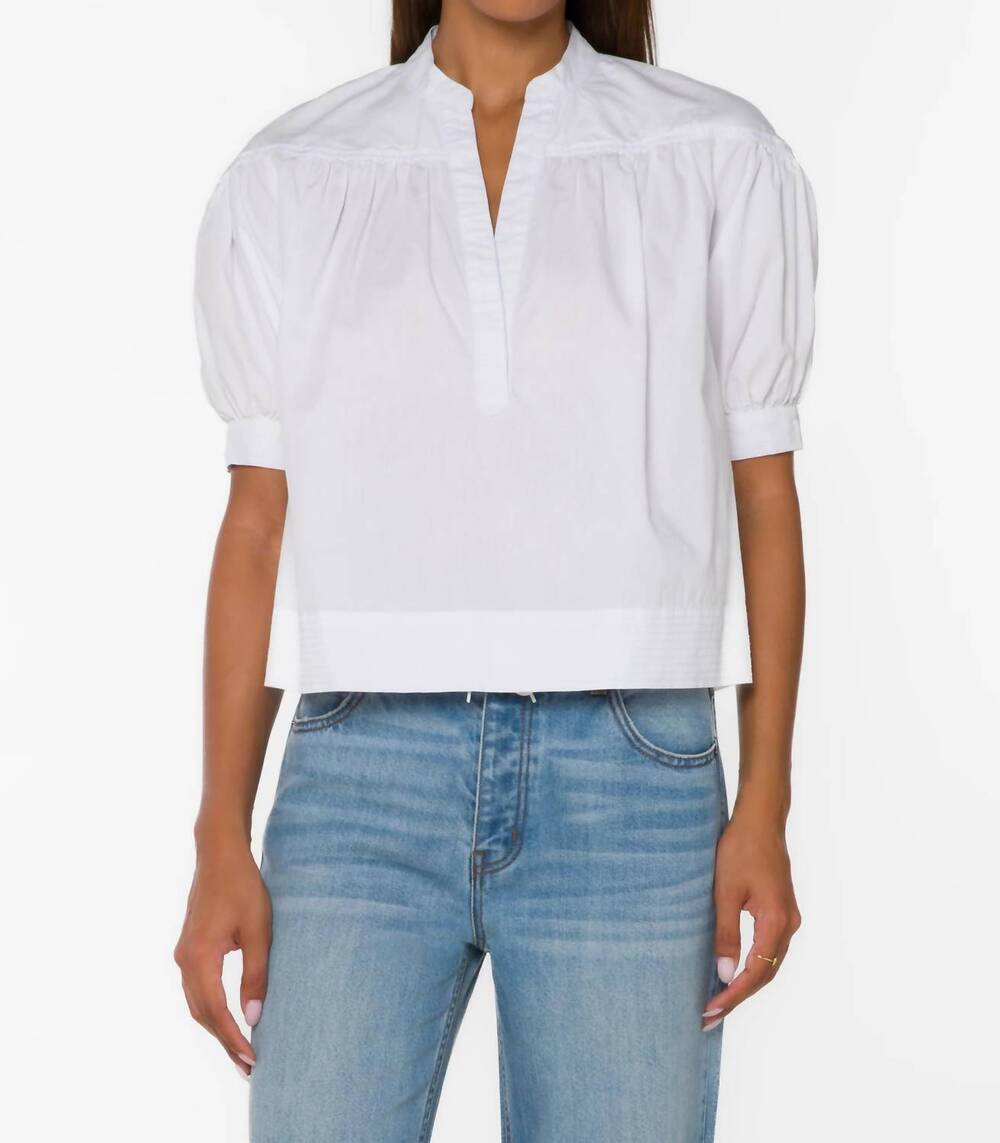 NEW VELVET HEART dory puff sleeve top in optic white